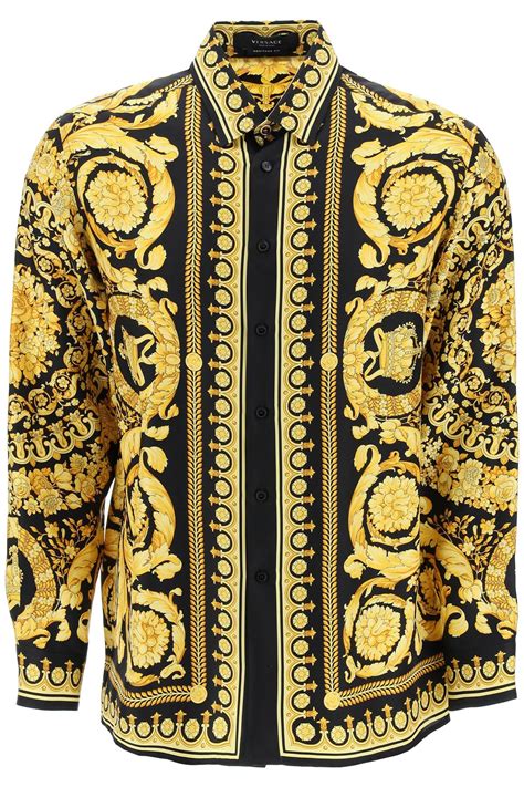 versace silk floral barocco shirt|plain white versace shirt.